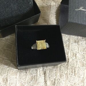 Jean Dousset topaz cocktail ring with Absolute baguettes, size 8